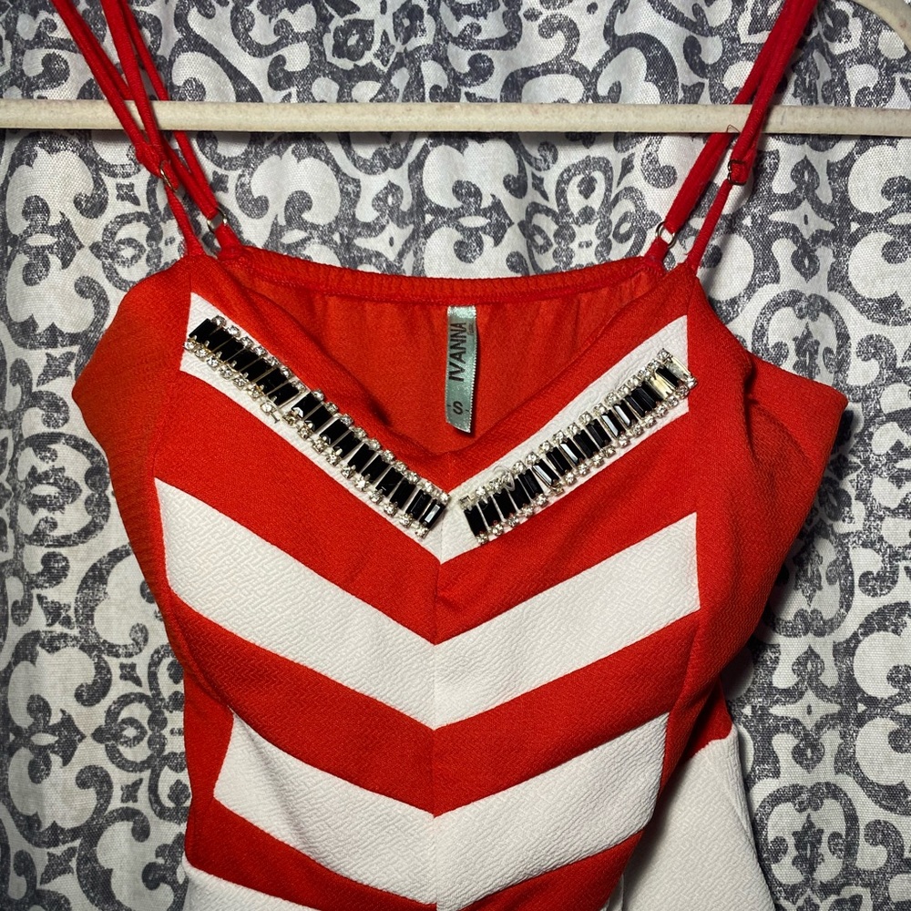 Red and white dress